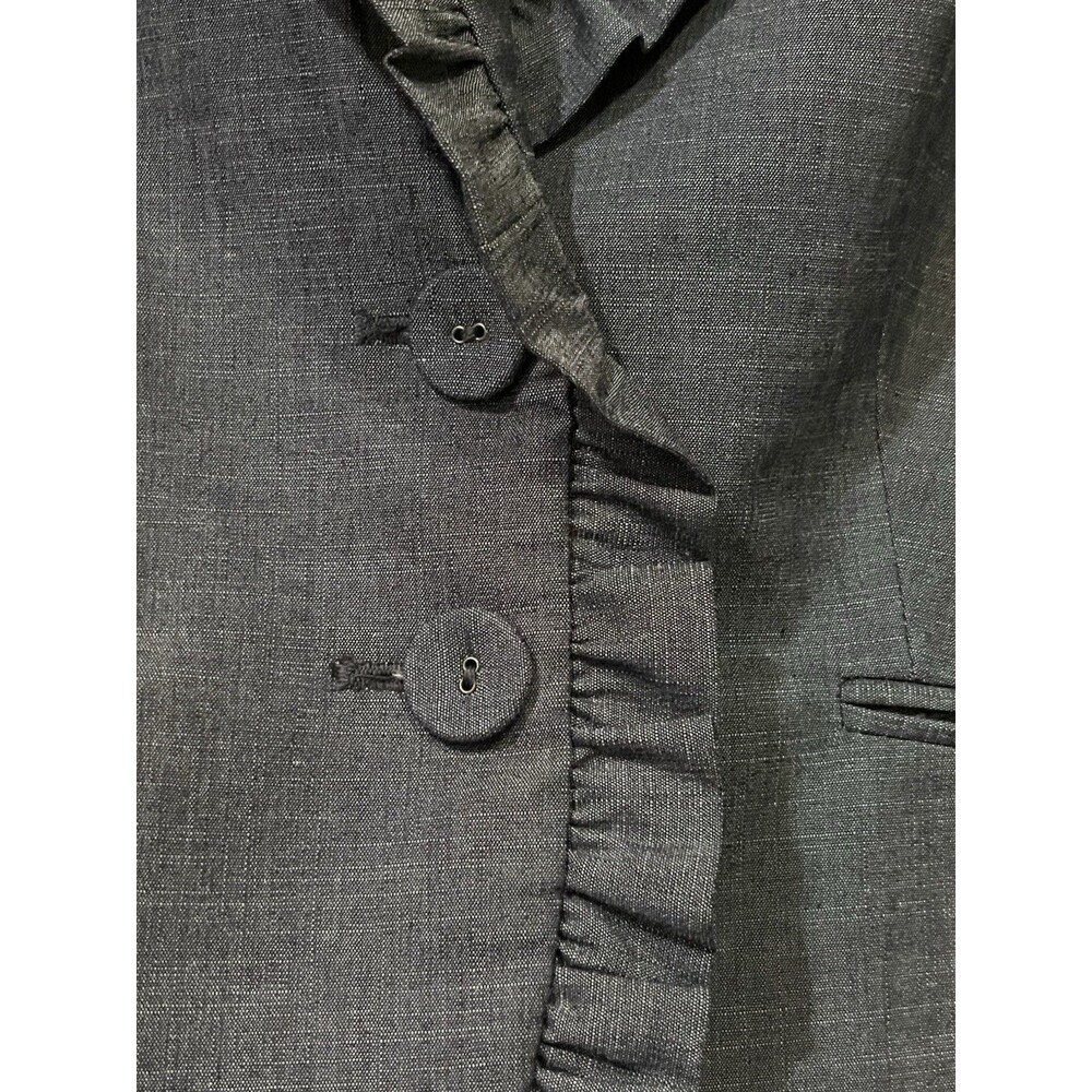 Loft Crop Blazer Ruffle Trim 3/4 Sleeves Blazer Womens 0P Blue Office Siren Corp - Picture 4 of 8